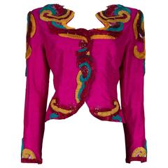 1980's Victor Costa Silk Embellished Jacket  