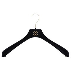 90s Chanel black velvet large clothes hanger
