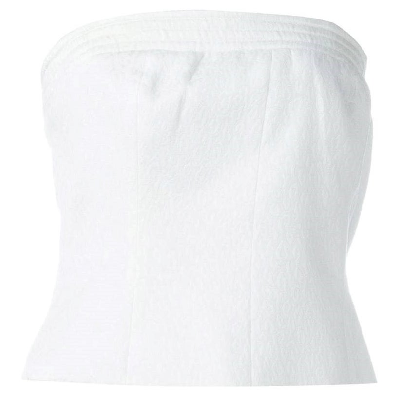 90s Jean Louis Scherrer white cotton strapless top For Sale