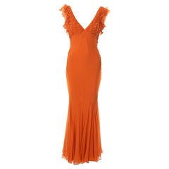 Christian Dior by John Galliano orange bias-cut silk evening dress, fw 2004