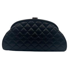 2011 Chanel Clutch Timeless Black Leather Handle Bag 