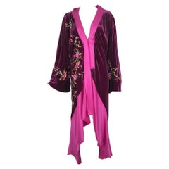 John Galliano 1920s Inspired Embroidered Velvet & Silk Evening Coat Early 2000s