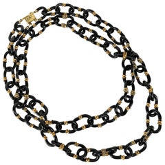 Chanel Seguso Jet Glass Link Necklace