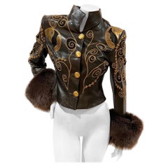 Giacca vintage in pelle e pelliccia di Jean-Claude Jitrois