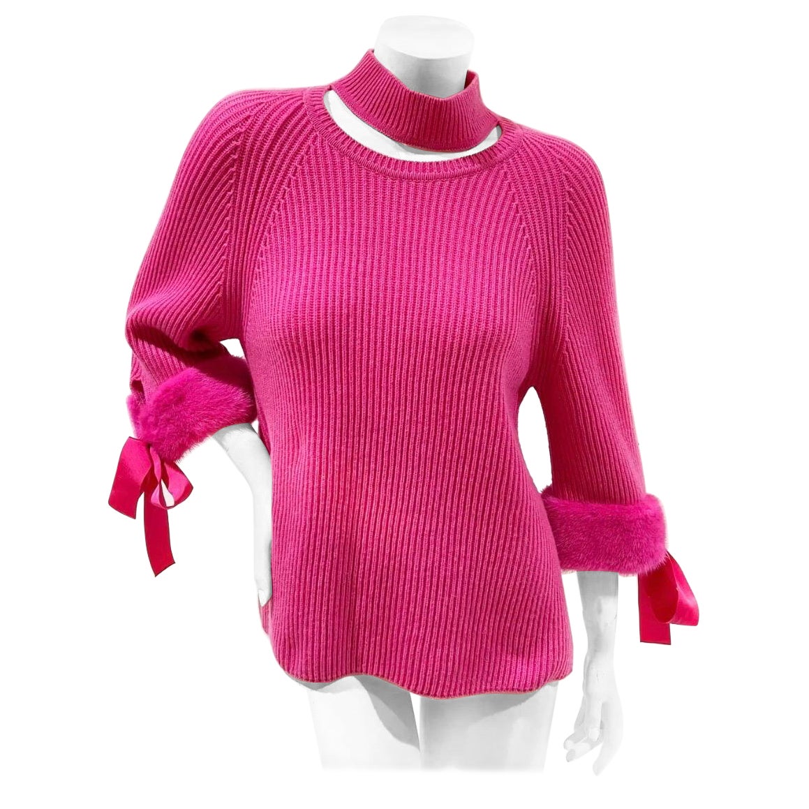 Hot Pink Fendi Cut-Out Sweater SS2018 For Sale