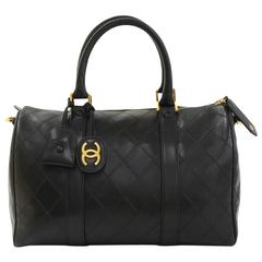 Chanel Black Quilted Lambskin Retro Boston Bag