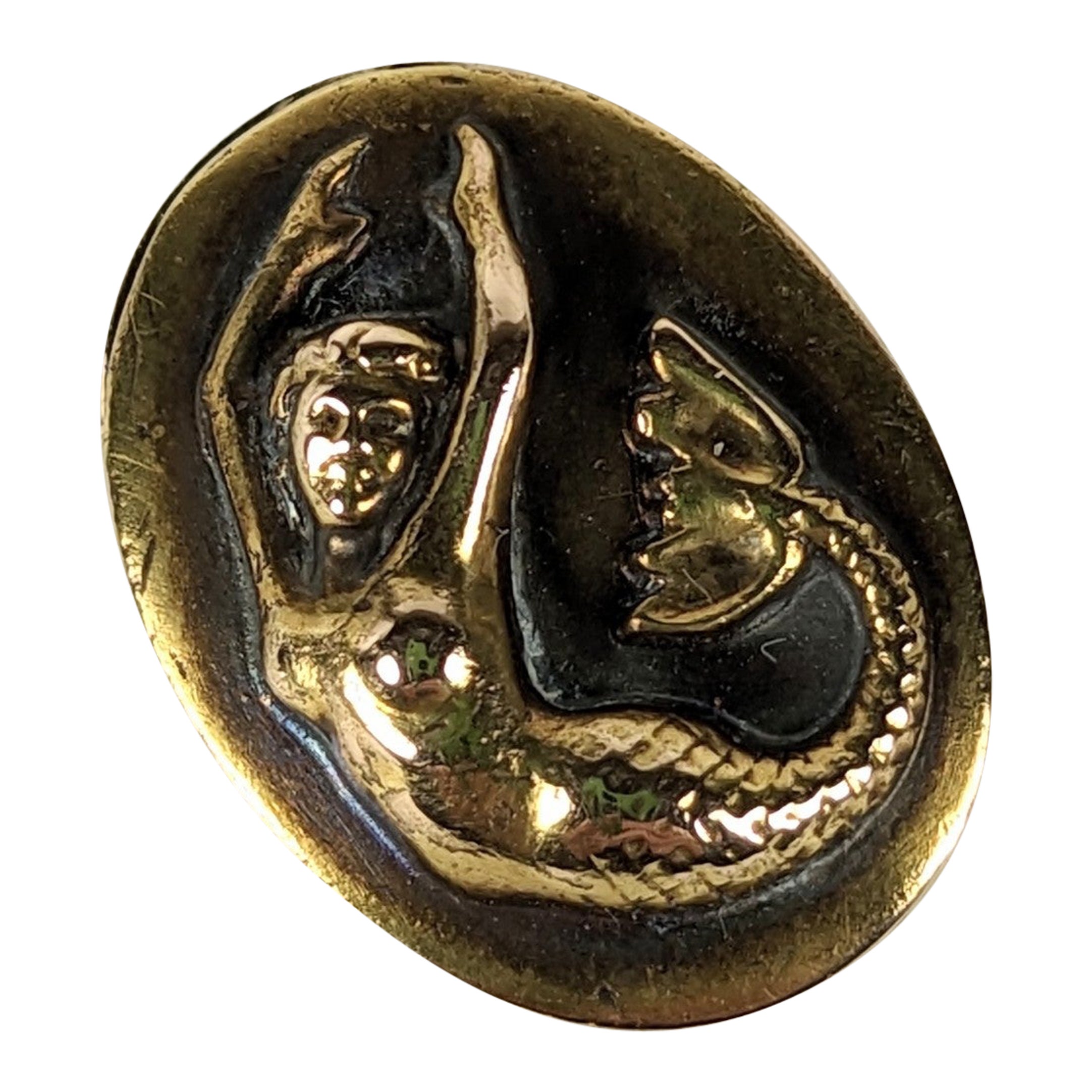 Clip sirène Art Nouveau 14 carats en vente