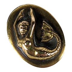 Clip sirène Art Nouveau 14 carats