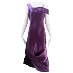 ALEXANDER MCQUEEN Violet Grecian Silk Gown with Asymmetrical Shoulder 11