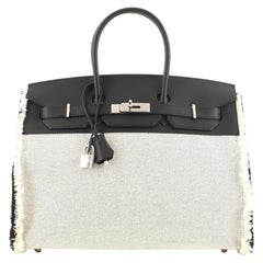 Hermès - Sac Birkin Fray en toile et cuir Swift 35