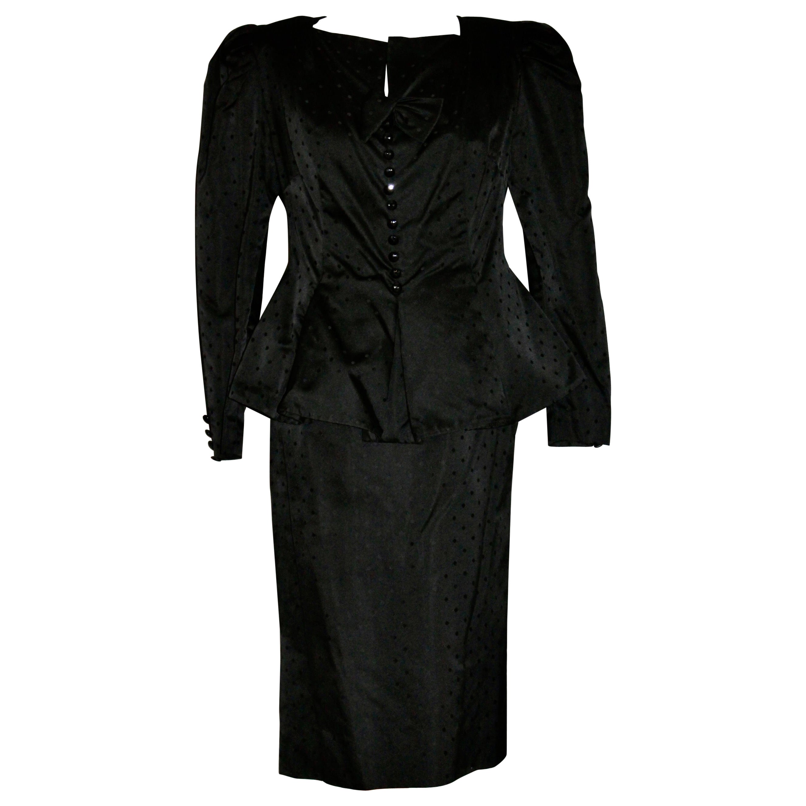 Nina Ricci 'Boutique' Paris Black Silk Suit