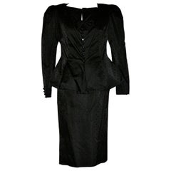 Retro Nina Ricci 'Boutique' Paris Black Silk Suit