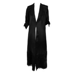Escada Black Silk Organza Guipure Lace Hem Bow Sleeve Evening Coat