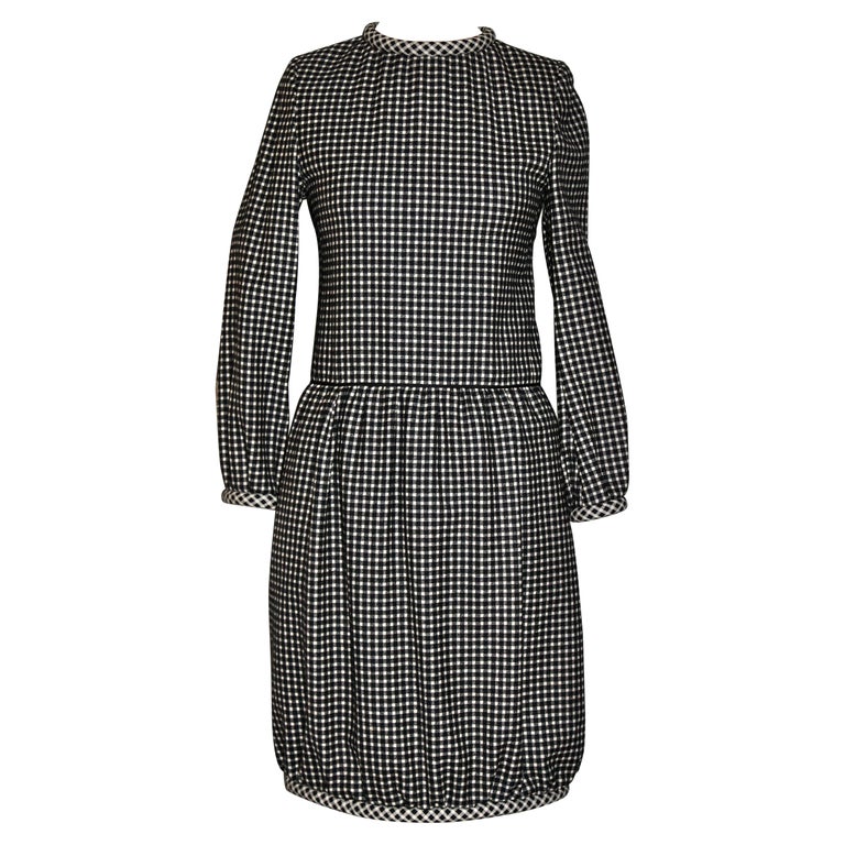 Nina Ricci 'Boutique' Paris Black and White Wool Dress For Sale at 1stDibs
