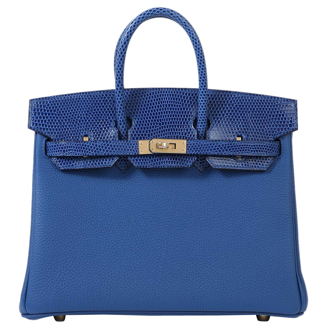 HERMÈS NEW Birkin 25 Touch Blue Lizard Exotic Togo Leather Top Handle Tote Bag