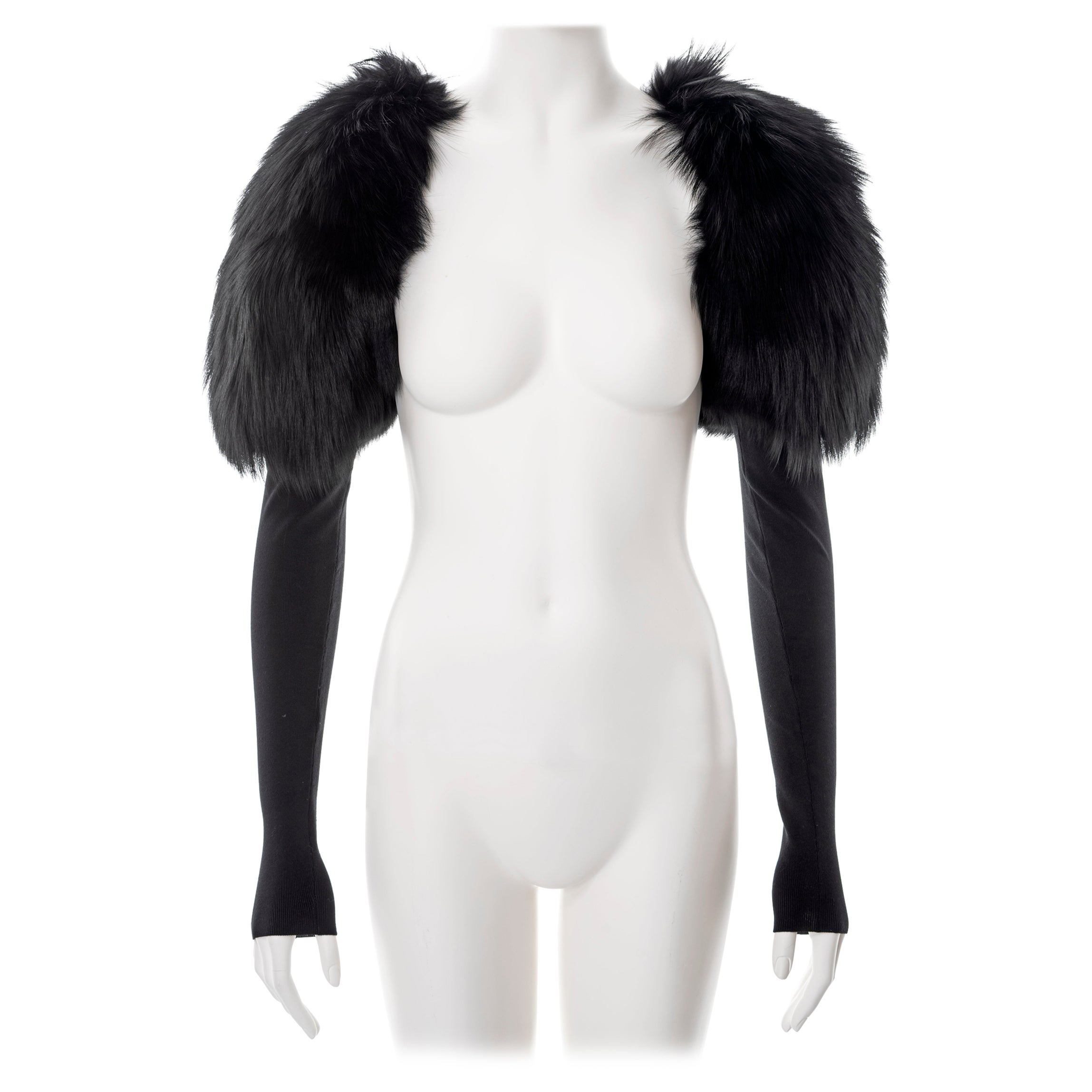 Gucci by Tom Ford black fox fur and silk jersey shrug, fw 2003