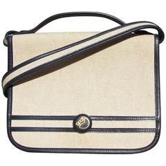 HERMES Vintage and Rare Handbag 2 ways Toile Canvas Leather 10