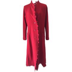 Stunning Red Long Issey Myake Coat M. 3