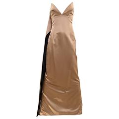 90s Richard Tyler mocha duchess silk satin strapless gown 12