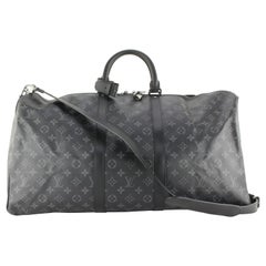 Used Louis Vuitton Monogram Eclipse Keepall Bandouliere 55 with Strap 1LVJ1227