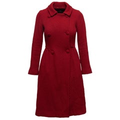 Carolina Herrera Red Wool Textured Coat