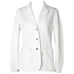 White single-breasted cotton jacket with branded buttons Chanel 