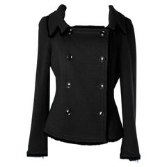 Black wool double-breasted jacket with black velvet edge Christian Dior Boutique