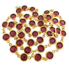 Vtg CIRO gold purple bezel crystal link necklace designer runway