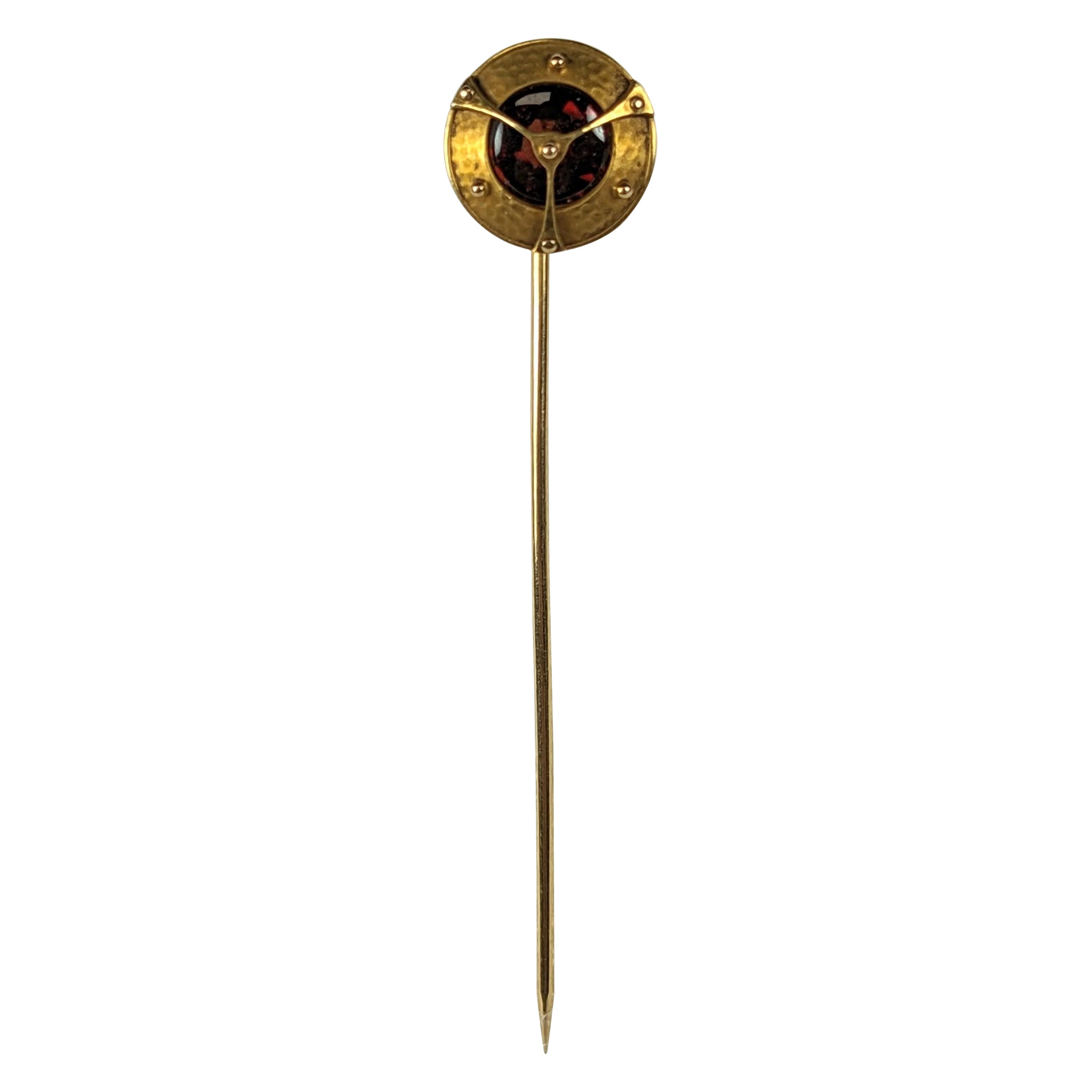 Arts and Crafts Steampunk Garnet Stickpin For Sale