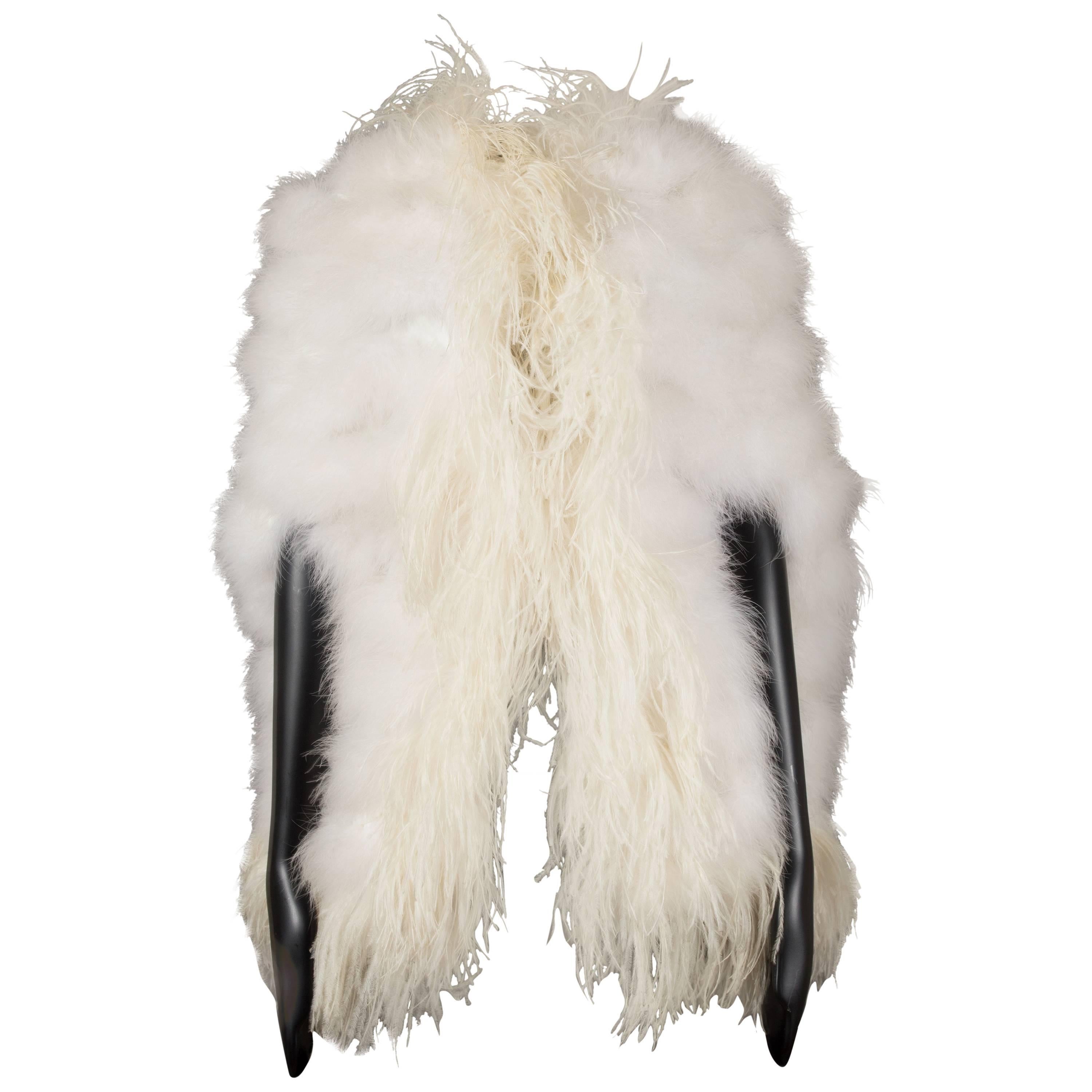 Ivory marabou and ostrich feather evening cape, circa 1960