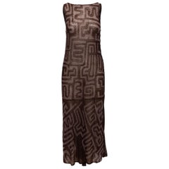 Albert Ferretti Brown Beaded Sleeveless Gown