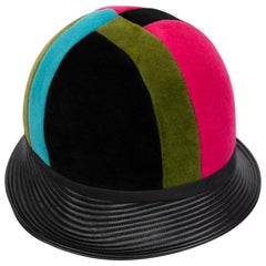 Retro Yves Saint Laurent Rare Mondrian Color Block Helmet Hat YSL, 1965