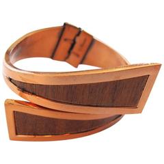 Vintage 1950's Renoir Wood-Grain Clamper Bracelet in Copper