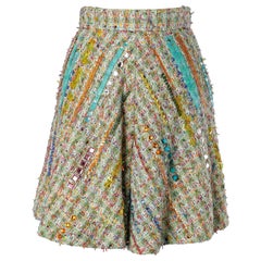 Multicolor tweed short with sequins, rhinestone and beads embroideries  Rochas 