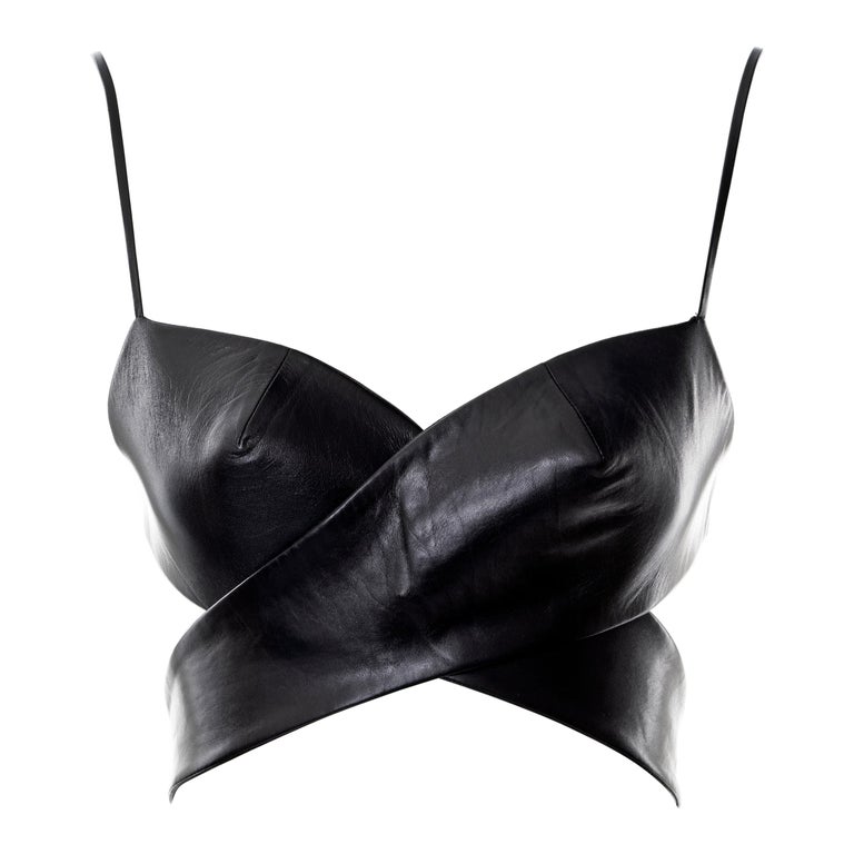 Gucci by Tom Ford black leather 2-piece bra top, ss 2001 For Sale