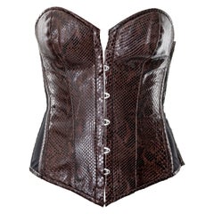 Dolce & Gabbana, corsetto senza spalline in pitone marrone, ss 2005