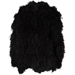 Oversized black Mongolian lamb bomber jacket, circa 1970s 8
