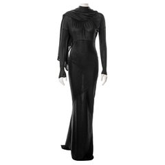 Azzedine Alaia black bias-cut moiré acetate evening dress, fw 1986