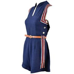 1940s Red White & Blue Button Up Sailor Playsuit