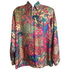 Hermes Gentleman's Vintage Silk Shirt "Art des Steppes" Pattern