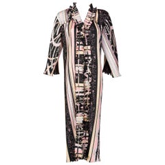 Caftano stampato in seta rosa di Zandra Rhodes, anni '80