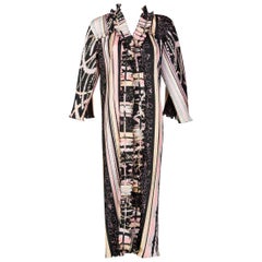 Retro Zandra Rhodes Pink Silk Printed Caftan, 1980s