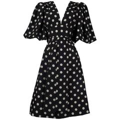 Yves Saint Laurent polka dot silk wrap dress, circa 1970 6