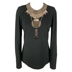 RALPH LAUREN Collection Taglia 6 Nero Argento Viscosa Abbellimento Vestito Top