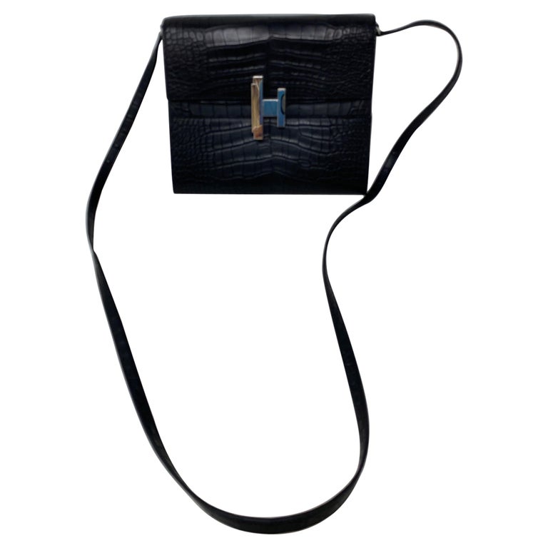 Hermes Black Crocodile Crossbody Bag For Sale at 1stDibs