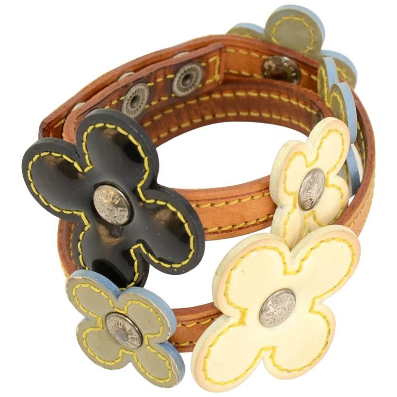 Louis Vuitton Multicolor Vernis Leather Flower Chocker Bracelet -  2002 Limited