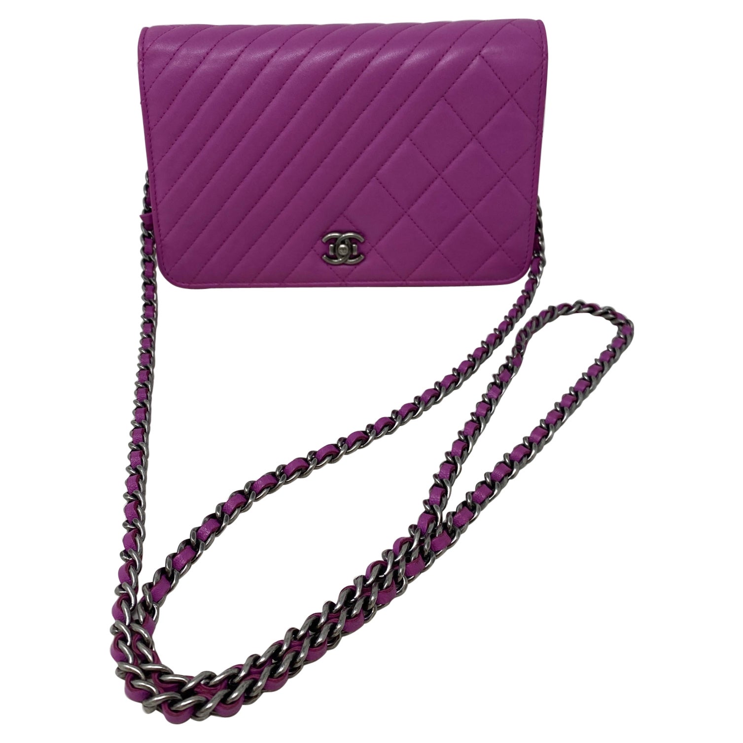 Chanel Fuschia Wallet On A Chain Bag For Sale at 1stDibs