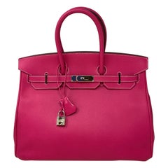 Hermes Rose Tyrien Birkin Candy 35 Bag 