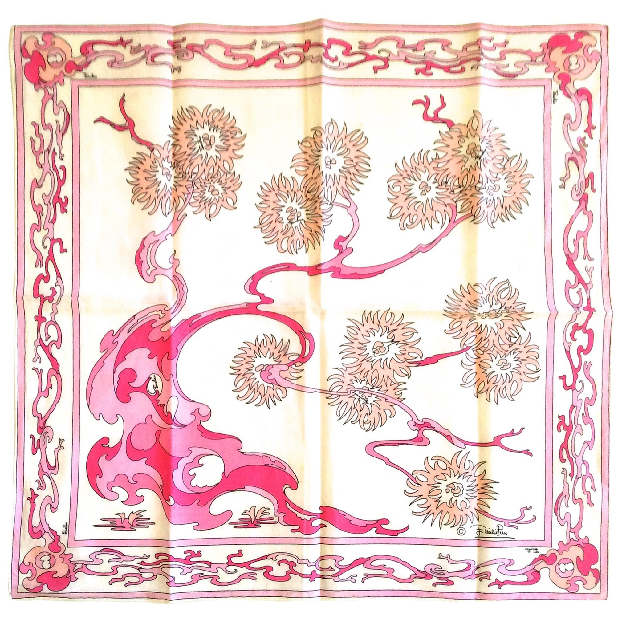 Rare Vintage 1960's Emilio Pucci Scarf - 100% Cotton For Sale