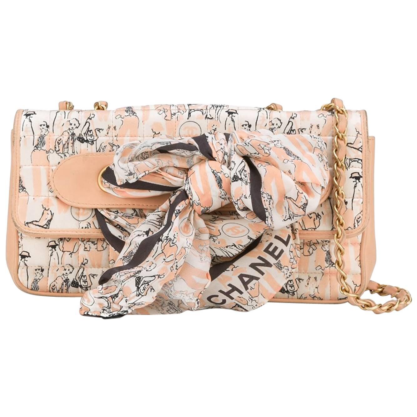 Chanel Vintage Printed Scarf Shoulder Bag